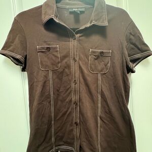 Style & Co. Dark Brown Button-Down Shirt